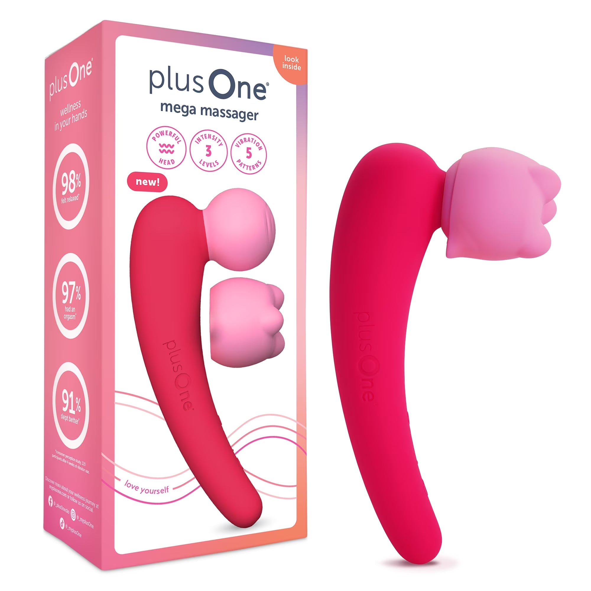 MEGA Wand Vibrator, Powerful Head, Body Massager Attachment, 15 Vibration Patterns, Waterproof