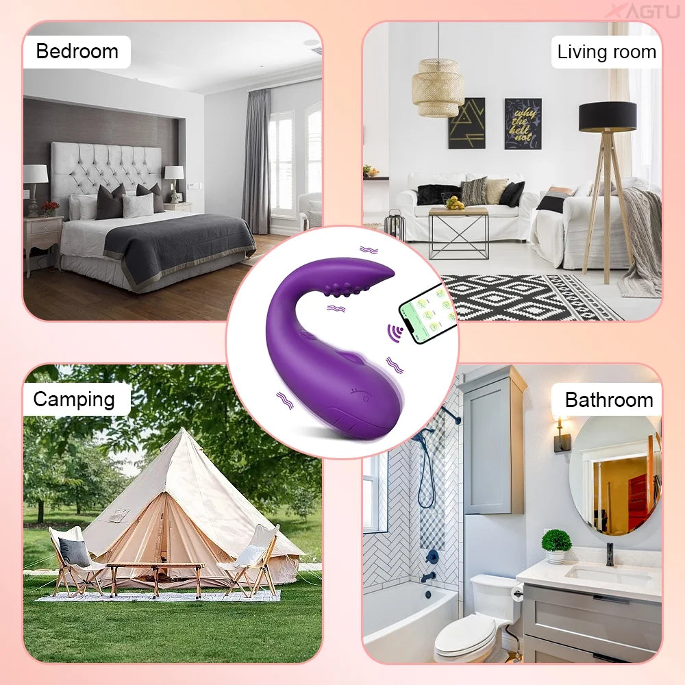 Wearable Vibrator, APP Remote Control Vibrating Panties with 9 Vibrating Modes for G Spot Purple