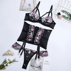 Sexy Bra and Panties Set Lingerie Embroidery Erotic Bra and G String Thong Brief Sets Intimates Costumes Sex Women'S Underwear