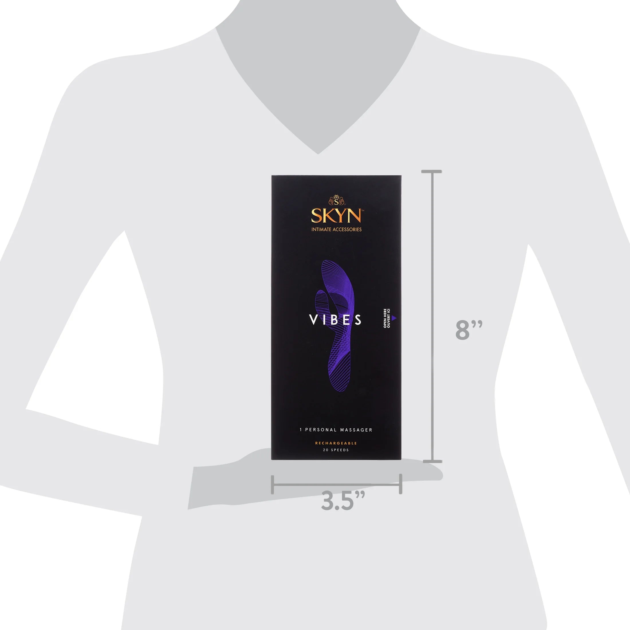Vibes Personal Massage Wand Vibrator, 20 Speeds, Purple, 1 Count